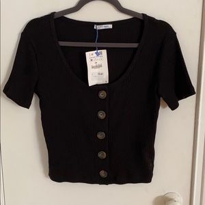 Zara button ribbed shirt